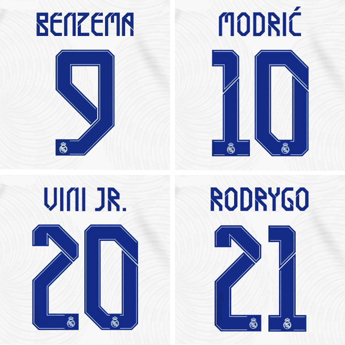 21/22 Real Madrid Champions League Home Name Set