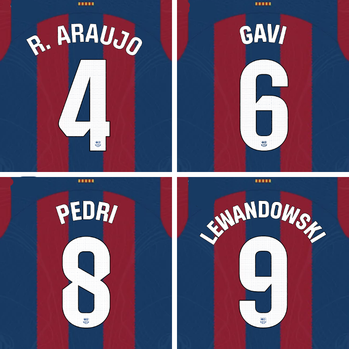 23/24 FC Barcelona La Liga League Home Name Set and Patch