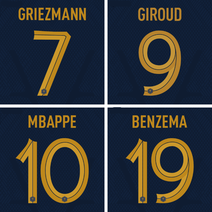2022 Qatar World Cup France Home & Away Soccer Name Set